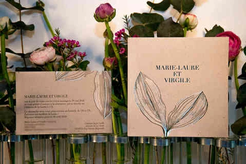 faire part de mariage en marquage à chaud et carton gris